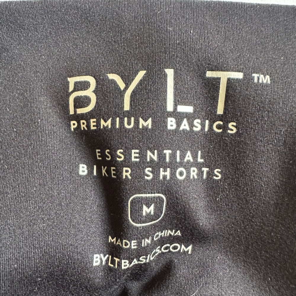 BYLT Women’s Black Premium Basics 9” High Waist Essential Biker Shorts- Medium - Picture 4 of 10